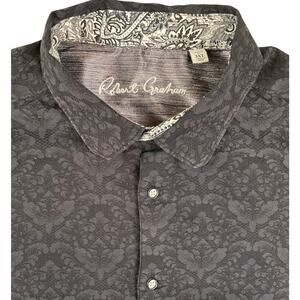 Robert Graham Shirt Mens 3XL Black Long Sleeve Button Paisley Jacquard Floral